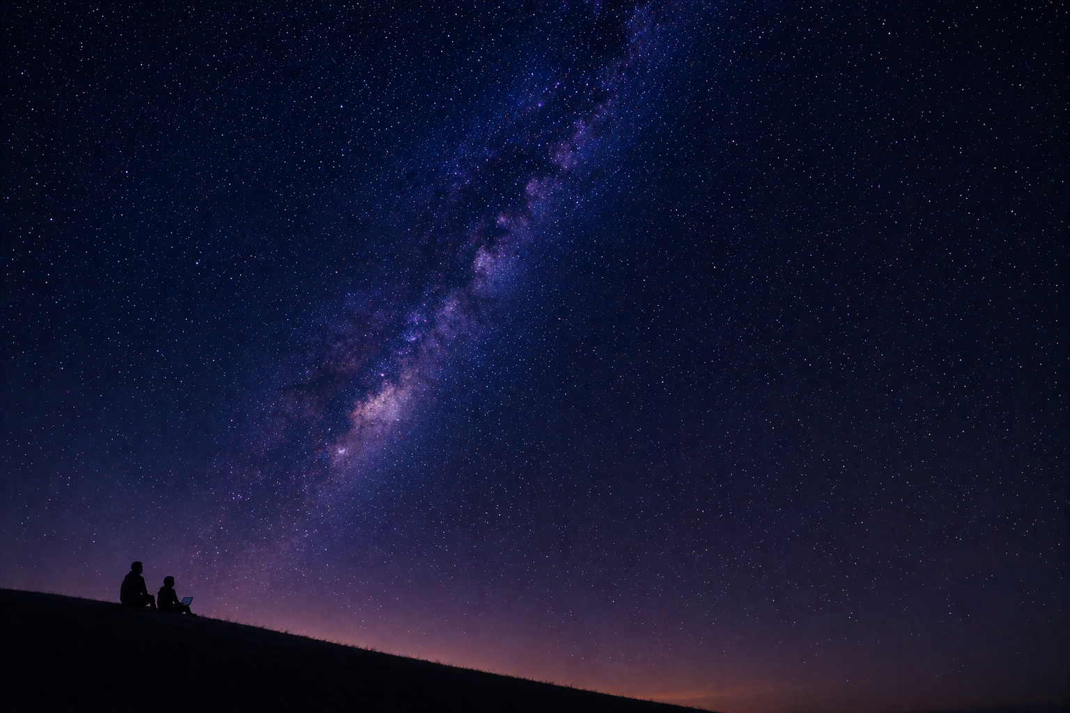 Student en docent kijken naar een sterrenhemel